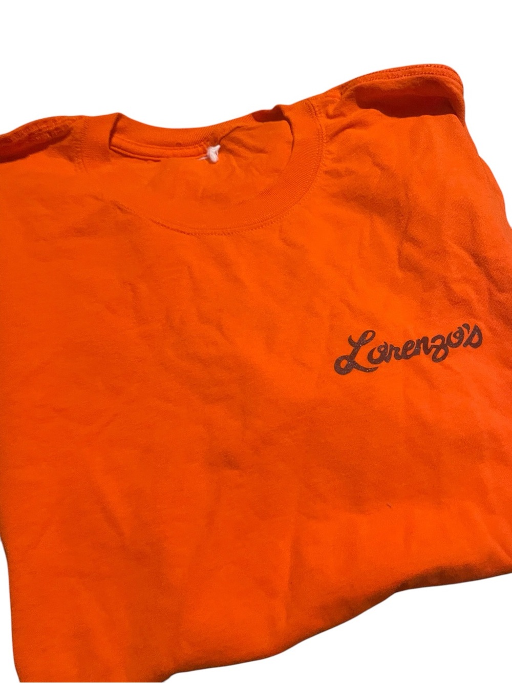 lorenzo Men's Orange Logo Crewneck T-Shirt size 2XL